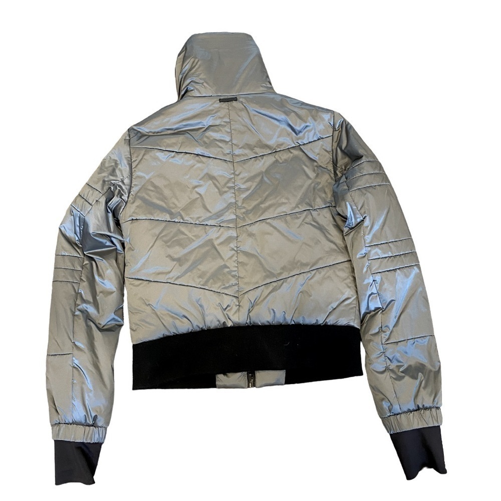 blanc noir Silver Puffer Jacket with Black Trim - Picture 14 of 15